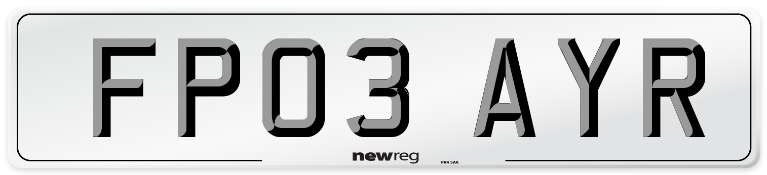 FP03 AYR Number Plate from New Reg
